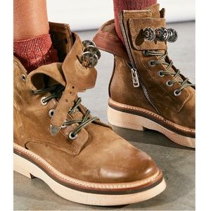A.S.98 Lena Lace Up Suede Combat Boots